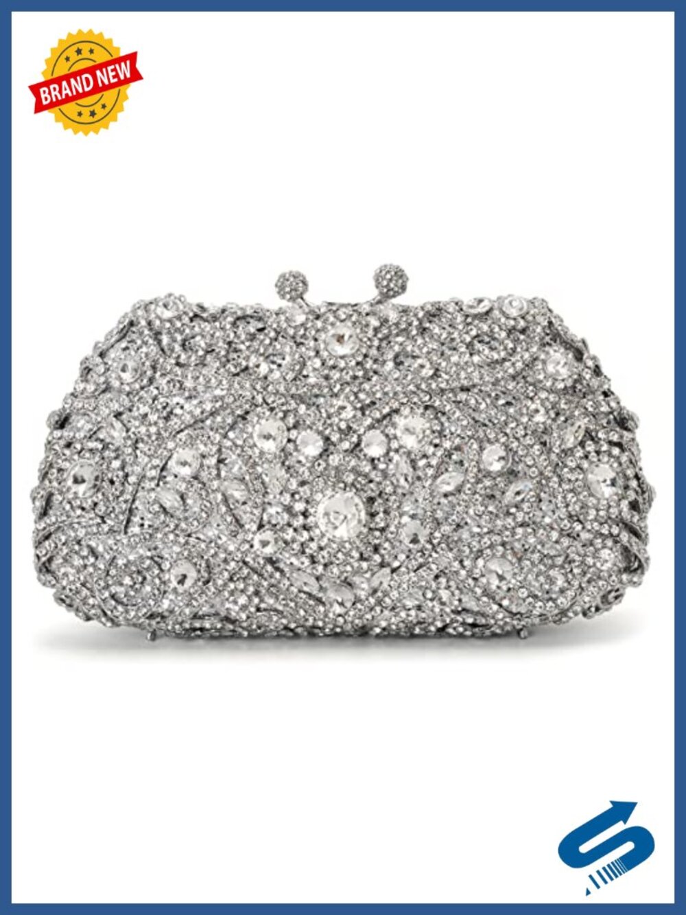 Rhinestone Crystal Evening Clutch Wedding Party Bag Detachable Chain